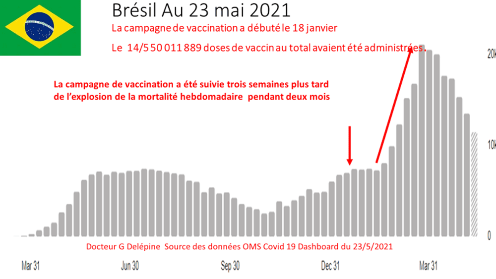 Covid-19 vaccines cause dramatic rise in new infections and mortality, says WHO statistics. Gérard Delépine, WHO