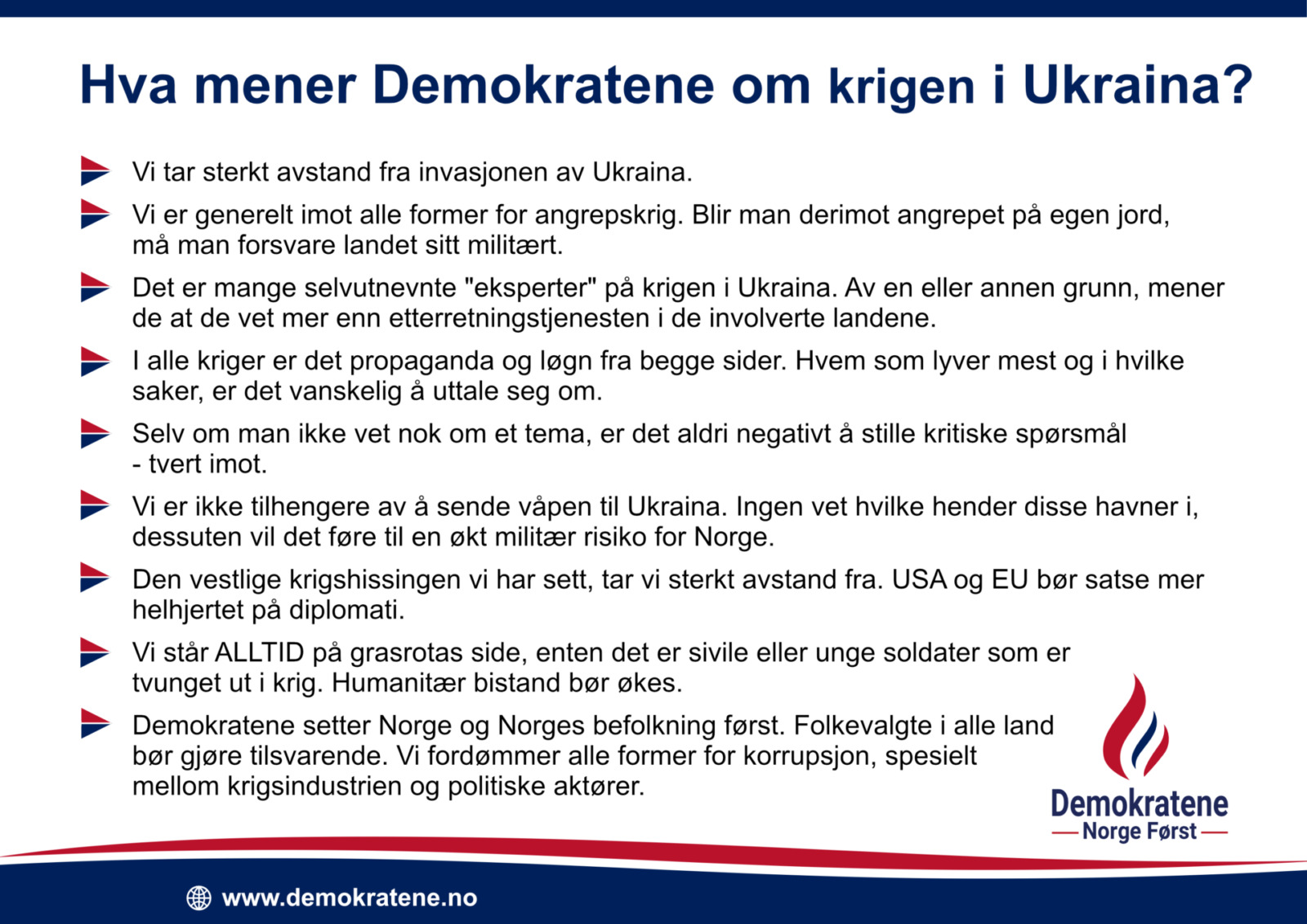 Konflikten i Ukraina - Vårt standpunkt som parti. Oppsummert om Ukraina