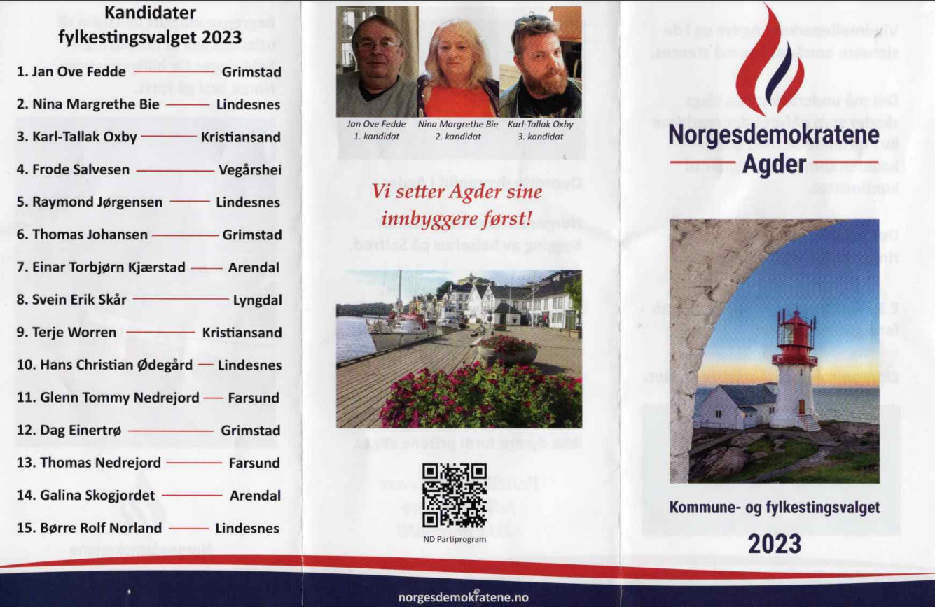 Jan Ove fører Norgesdemokratenes stolte Agder-tradisjon videre - I Agder har Norgesdemokratene tradisjonelt sett vært sterke, og nå er det Jan Ove Fedde (72) som leder laget i Agder som listetopp i fylket. I 2019 fikk Norgesdemokratene tre representater, og Jan Ove satser på å gjenta suksessen i år. Jan Ove fører Norgesdemokratenes stolte Agder-tradisjon videre