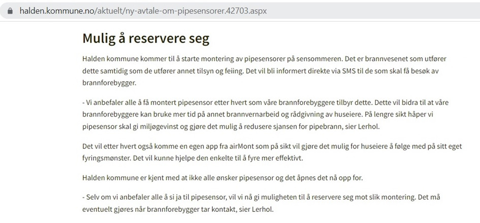 Pipesensor — Det nytter å kjempe - Pipesensor — nå endelig uten tvang i Halden kommune. Pipesensor — Det nytter å kjempe